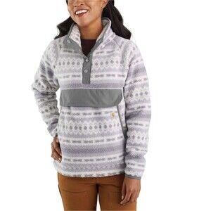 Carhartt Women’s Relaxed Fit Fleece Quarter Snap Pullover Malt Aztec Gray Large